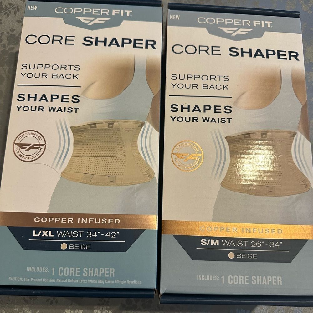 Copper Fit S M L XL core shaper for back and waist black beige